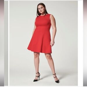 New Spanx Perfect Fit And Flare True Red Short Sleeves Dress Size XL